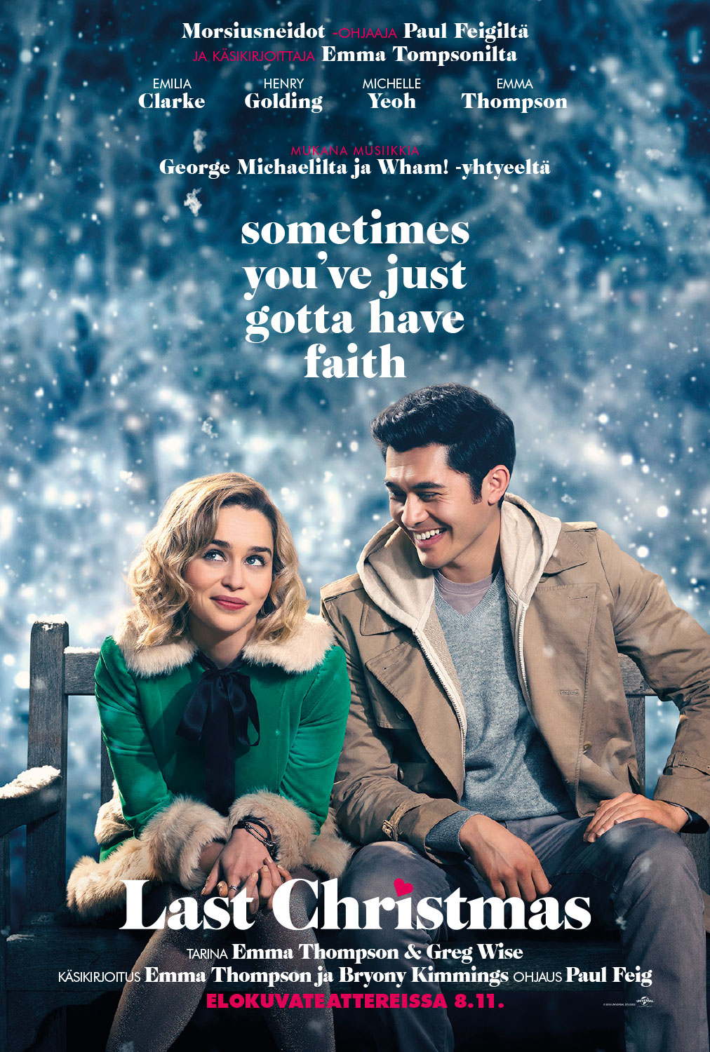 Romanttinen komedia Last Christmas Kangasala-talon K-Kinossa joulukuussa 2019.