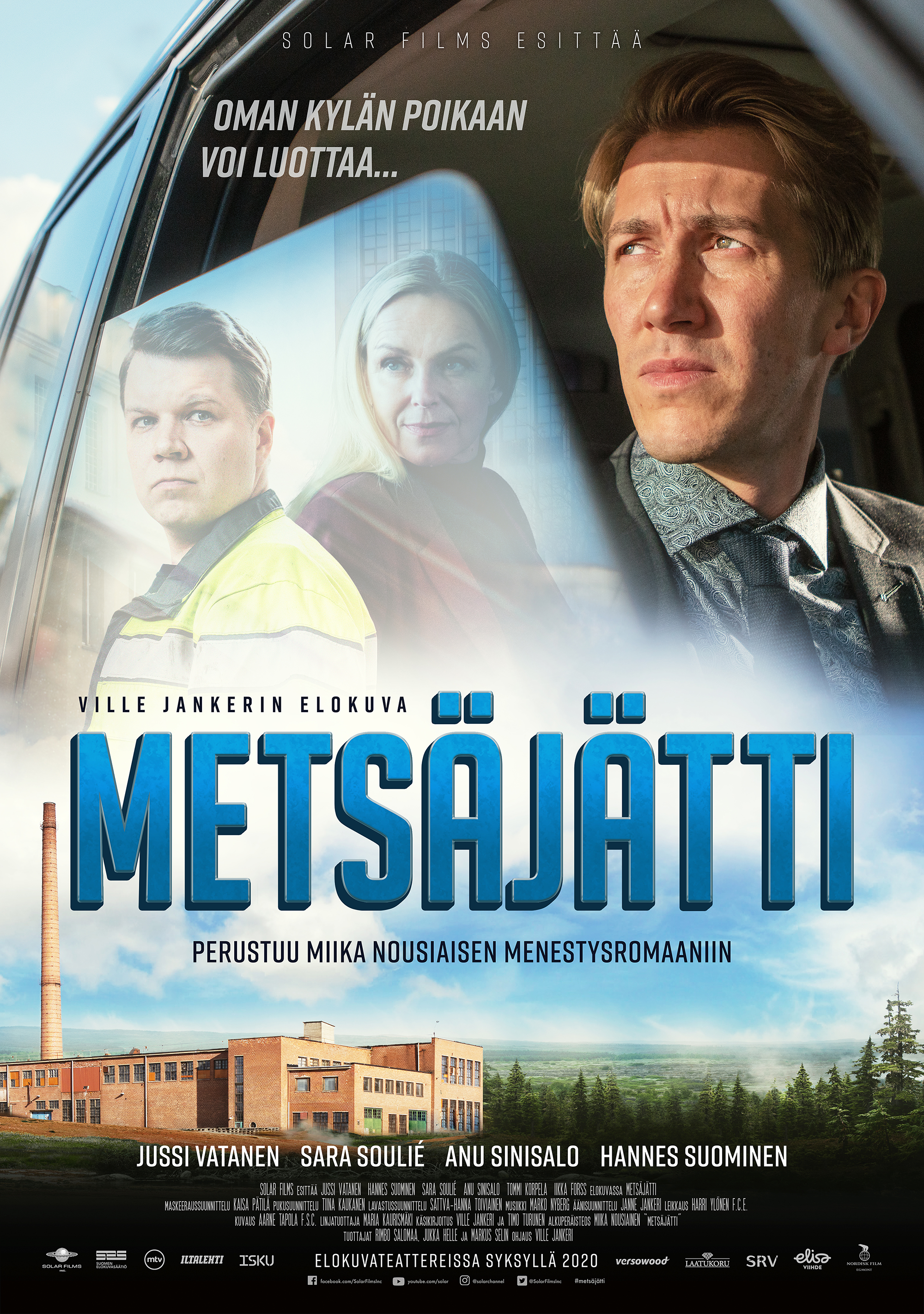 Miika Nousiaisen kirjaan perustuva draamakomedia Metsäjätti Kangasala-talon K-Kinossa syyskuussa 2020.