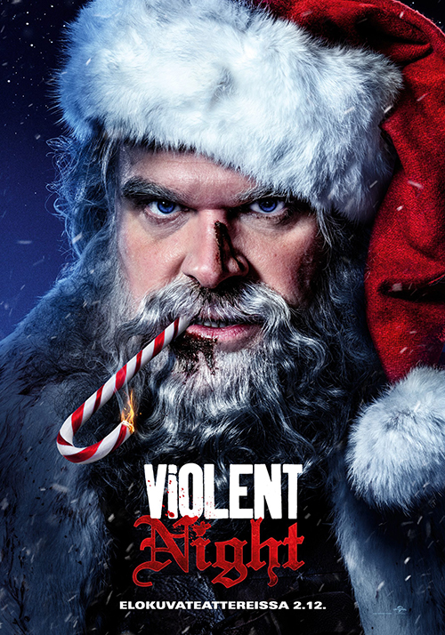 Hiilenmusta toimintakomedia Violent Night Kangasala-talon K-Kinossa joulukuussa 2022.
