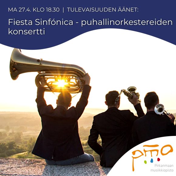 Fiesta Sinfónica -konsertissa 27.4.2026 Kangasala-talossa Pirkanmaan musiikkiopiston ja TAMK Musiikin soittajat tarjoavat espanjalaista sinfonista puhallinmusiikkia.
