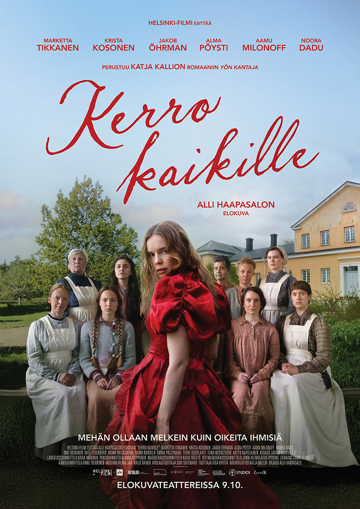 Katja Kallion romaaniin perustuva kotimainen historiallinen draamaelokuva Kerro kaikille Kangasala-talon K-Kinossa lokakuussa 2026.