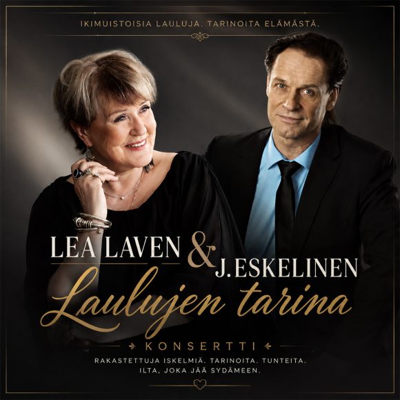Lea Laven ja J. Eskelinen tuovat Laulujen tarina -konsertin Kangasala-taloon 23.1.2027. Koe rakastetut iskelmäklassikot ja koskettavat tulkinnat.